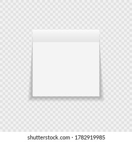 Vector memory pad with shadow on transparent background. Paper note pad realistic mock up design, blank empty sticky note.