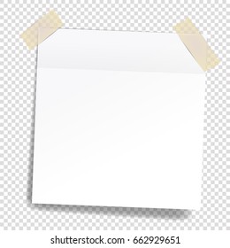 Vector memory pad with shadow on transparent background. Paper note pad realistic mock up design, blank empty sticky note