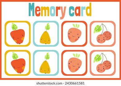 vector memory play with cute fruits for kids