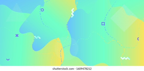 Vector Memphis Banner. Minimal Flow Website Design. Gradient Graphic Liquid Page. Creative Contemporary Illustration. Green Vector Pastel Banner. Fluid Website Design. Graphic Liquid Poster.