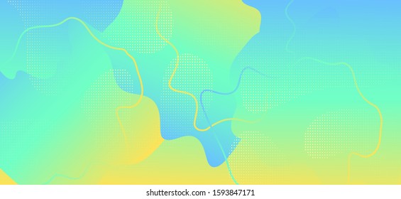 Vector Memphis Banner. Modern Fluid Placard Concept. Blue Graphic Liquid Shapes. Creative Contemporary Presentation. Green Vector Pastel Banner. Flow Placard Concept. Graphic Liquid Cover.