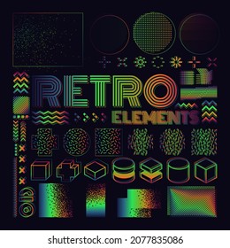 vector Memphis design elements. Retro graphics set , 80s design trends and vintage geometric element illustration. Collection of vector isolated memphis symbols