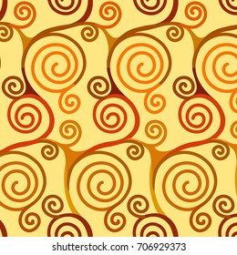 Vector memphis design seamless pattern.Fashionable Happy Halloween  modern stylish texture. Repeating geometric paisley  figures on golden background.Abstract pumpkin decorative texture patterns 