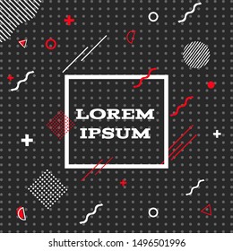 Vector memphis geometric minimal red black retro design of trendy  80s-90s style eps 10 vector