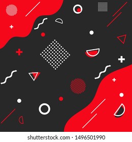 Vector memphis geometric red black design of trendy  80s-90s style eps 10 vector