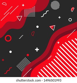 Vector memphis geometric red black retro design of trendy  80s-90s style eps 10 vector