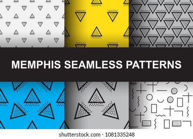 Vector Memphis Seamless Geometric Pattern. Endless Hipster Retro Background or Texture