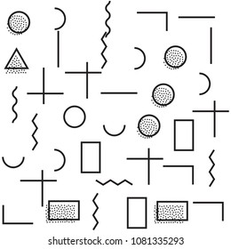 Vector Memphis Seamless Geometric Pattern. Endless Hipster Retro Background or Texture