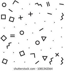 Vector Memphis Seamless Geometric Pattern. Endless Hipster Retro Background or Texture