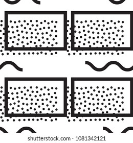 Vector Memphis Seamless Geometric Pattern. Endless Hipster Retro Background or Texture