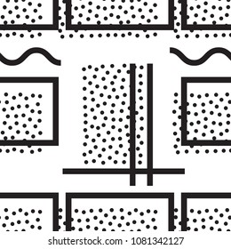 Vector Memphis Seamless Geometric Pattern. Endless Hipster Retro Background or Texture