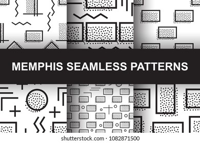 Vector Memphis Seamless Geometric Pattern. Endless Hipster Retro Background or Texture