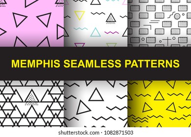 Vector Memphis Seamless Geometric Pattern. Endless Hipster Retro Background or Texture