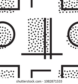 Vector Memphis Seamless Geometric Pattern. Endless Hipster Retro Background or Texture