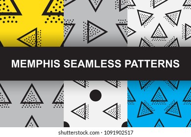 Vector Memphis Seamless Geometric Pattern. Endless Hipster Retro Background or Texture