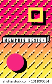 Vector. Memphis style. Creative background. Minimalistic theme of the first page. Colorful Memphis style illustrations for personal use.