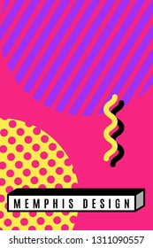 Vector. Memphis style. Creative background. Minimalistic theme of the first page. Colorful Memphis style illustrations for personal use.