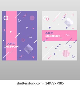 Vector memphis style posters geometric  design of trendy  80s-90s style eps 10 vector