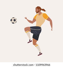 Vector with men in athletic poses. Soccer players. Flat illustration.