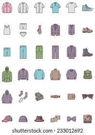 Vector men clothes icon set