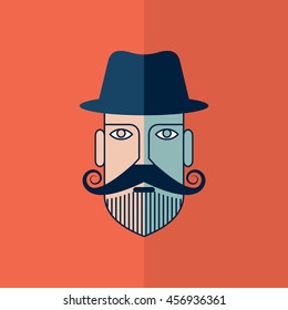 Vector men eye, mustache, hat, face parts, head character