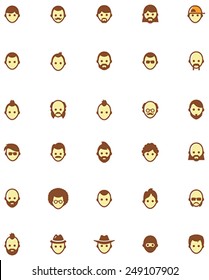  Vector men faces and haircuts icon set 