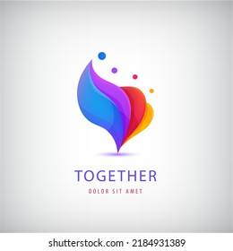 Vector men group logo, human, family, teamwork icon. Community, people together sign in modern style. Colorful, 4 person
