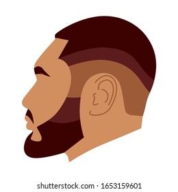 Vector men hairstyle illustration. White isolated background