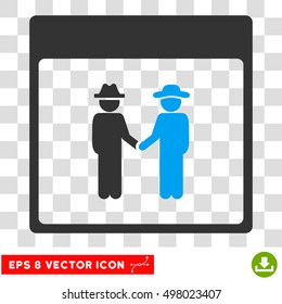Vector Men Handshake Calendar Page EPS vector pictogram. Illustration style is flat iconic bicolor blue and gray symbol on a transparent background.