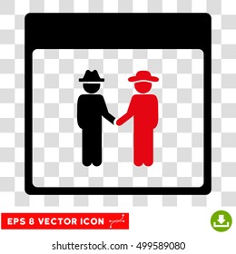 Vector Men Handshake Calendar Page EPS vector pictograph. Illustration style is flat iconic bicolor intensive red and black symbol on a transparent background.