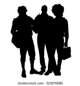 Vector men silhouette on a white background.