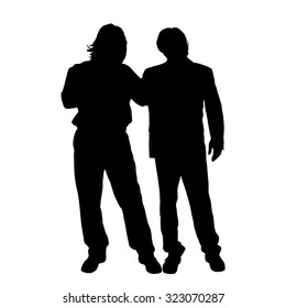Vector men silhouette on a white background.
