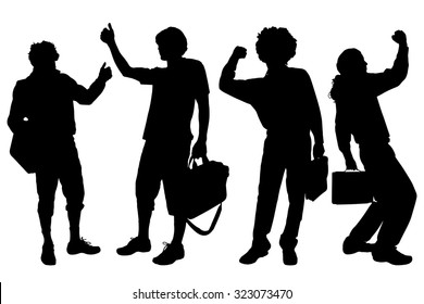 Vector men silhouette on a white background.