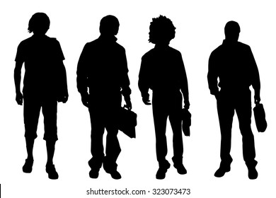 Vector men silhouette on a white background.