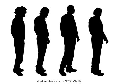 Vector men silhouette on a white background.
