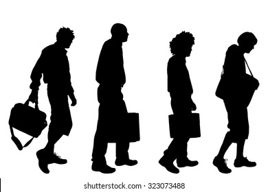 Vector men silhouette on a white background.