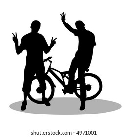 vector, men, silhouette, people, painting, illustration, group, crowd, art