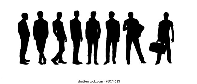 Vector of men silhouettes on white background