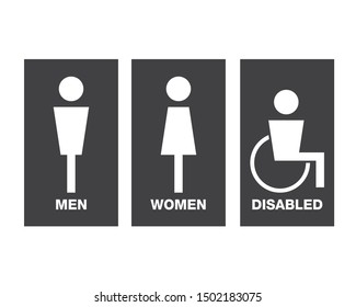 Vector Men And Women Disabled Restroom Signage Set.