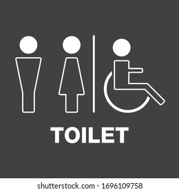 Vector men and women disabled restroom toilet signage set.