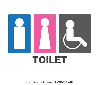 Vector men and women disabled restroom signage set.