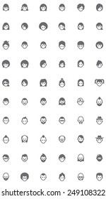 Vector men and women faces icon set 