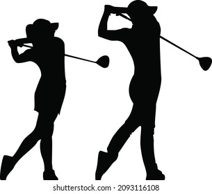 vector Men and Women playing golf