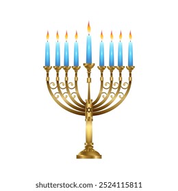 Vektor der Menorah für Hanukkah Feier mit Farbverlauf-Konzept