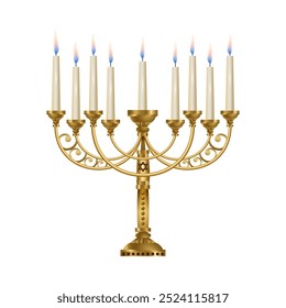 Vektor der Menorah für Hanukkah Feier mit Farbverlauf-Konzept