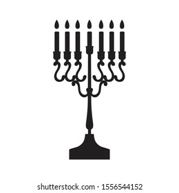 Vector Menorah Silhouette in black. Hanukkah traditional symbol.