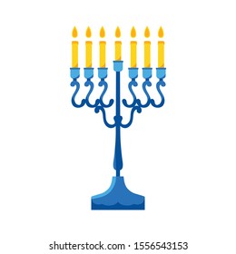 Vector Menorah Silhouette in color. Hanukkah traditional symbol.