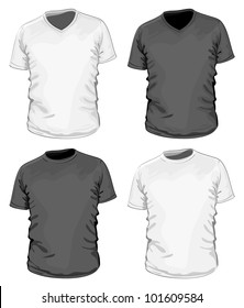 Vector. Men's black &white t-shirt (& v-neck t-shirt)