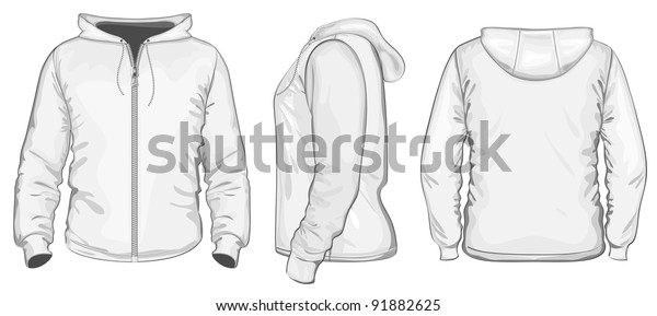 Download Vector Mens Hooded Sweatshirt Zipper Back Stock Vector ...