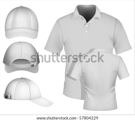 Vector. Men's polo shirt design template and baseball cap. More clothing designs in my portfolio.